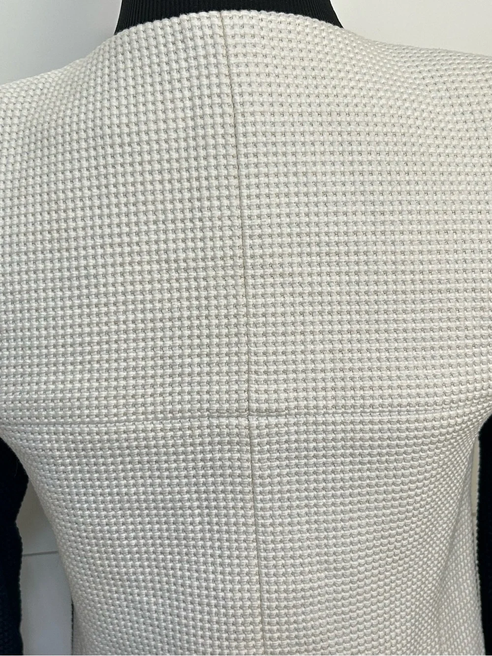 CHANEL Two-Tone Waffle Knit Button Jacket - White Navy Black